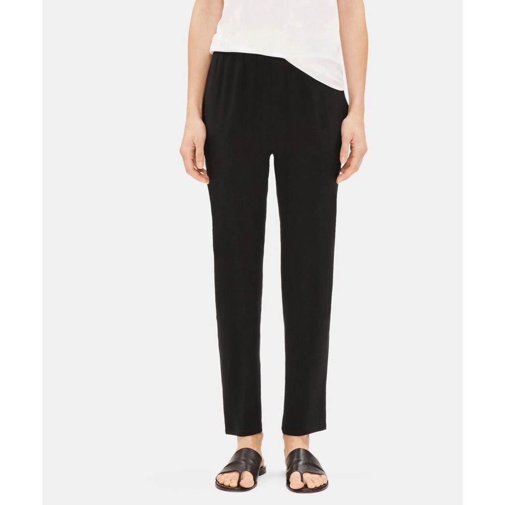 Eileen Fisher System Silk Georgette Crepe Ankle Pant Women Small Slouchy Minimal